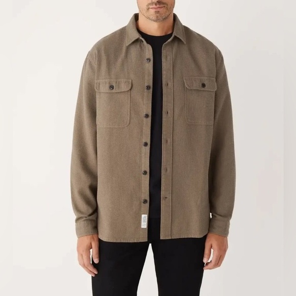 Frank And Oak Men’s Corduroy Overshirt Jacket- L - Cream Casual Utility Style - Picture 2 of 16